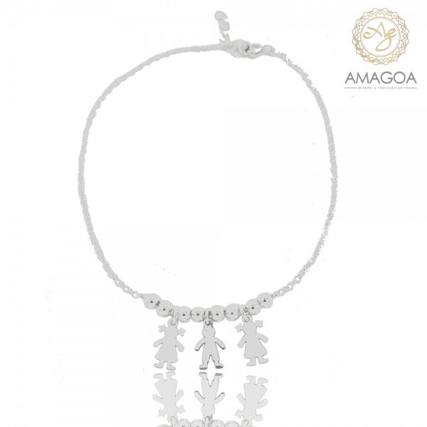 Tobillera cadena tres niñ@s y bolas...