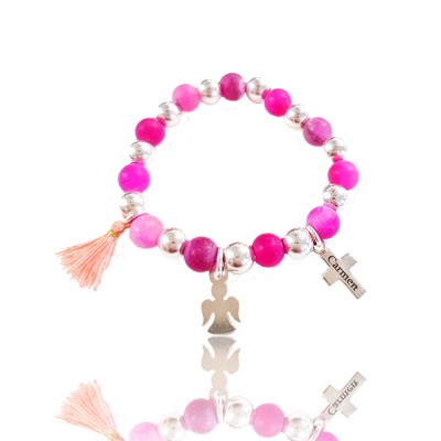 Pulsera bolas de plata y...