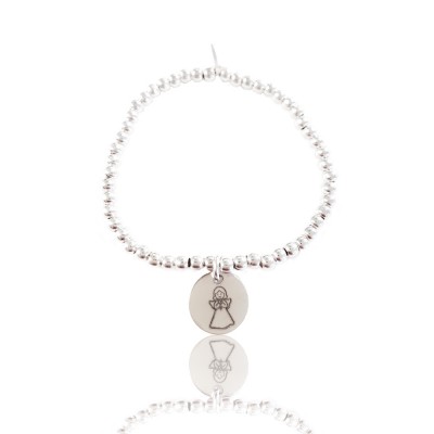 Pulsera bolas de plata, ángel