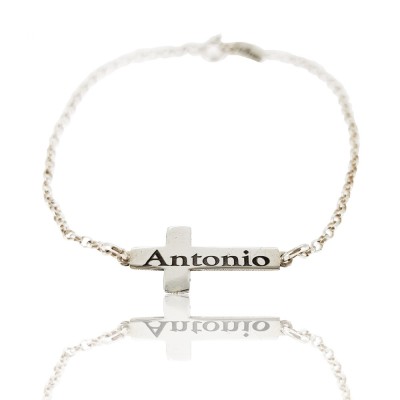 Pulsera cadena con cruz de...