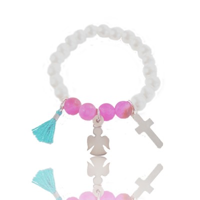 Pulsera piedra bolas de plata