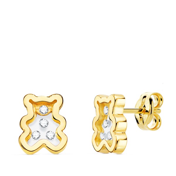 PENDIENTES ORO AMARILLO OSO AIRSHINE...