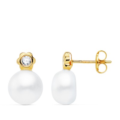 PENDIENTES PERLAS Y FLOR....