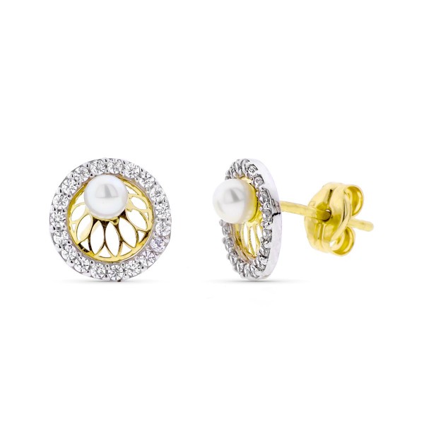 9K PENDIENTES ORO BICOLOR REDONDOS...