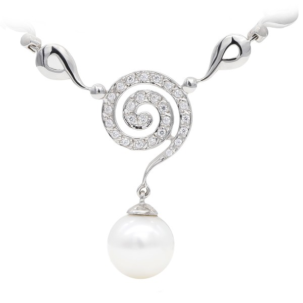 18K GARGANTILLA ORO BLANCO Y PERLA 10 MM