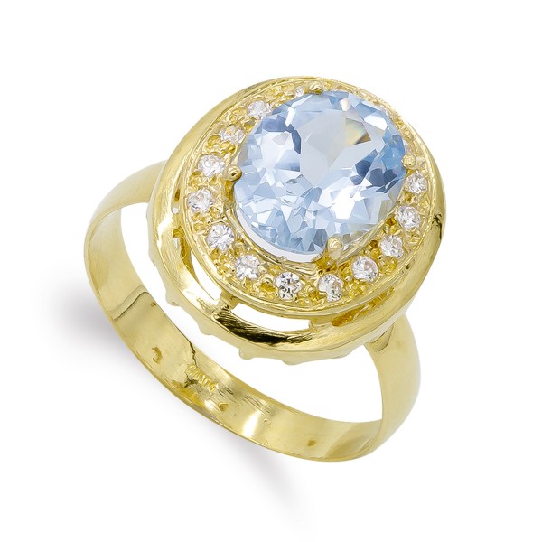 18K SORTIJA ORO AMARILLO AGUA MARINA...