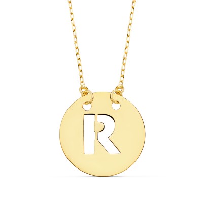 18K COLGANTE LETRA  R  15...