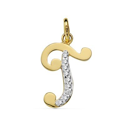 18K COLGANTE LETRA T...