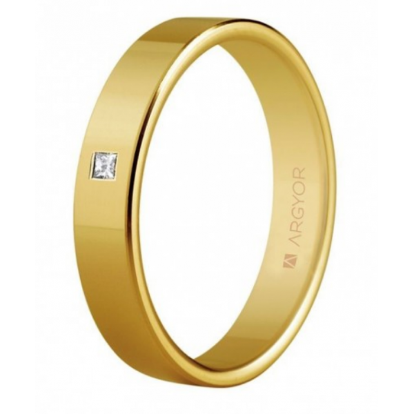 Alianza de boda oro y diamante 4 mm