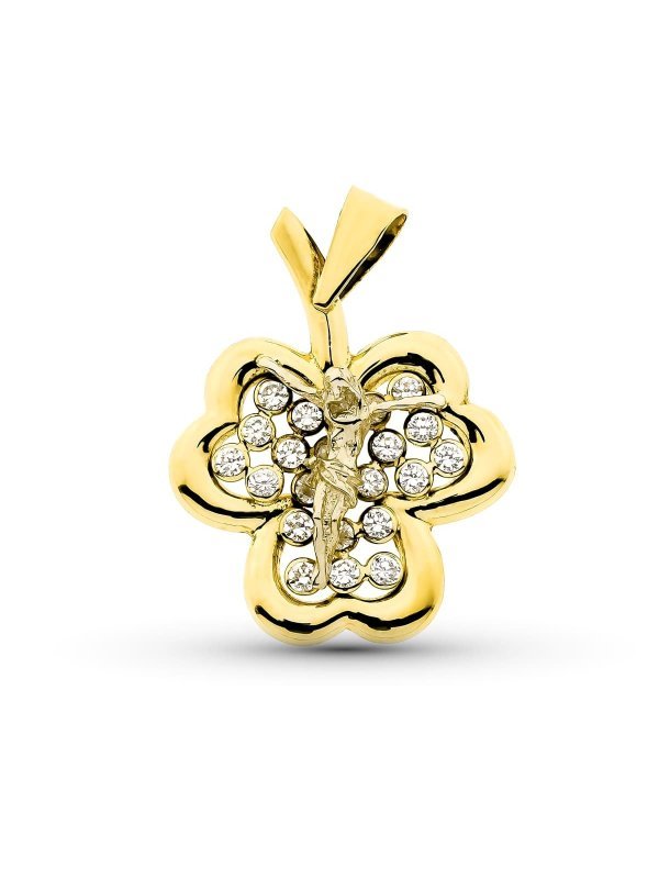 18K COLGANTE ORO AMARILLO TREBOL...