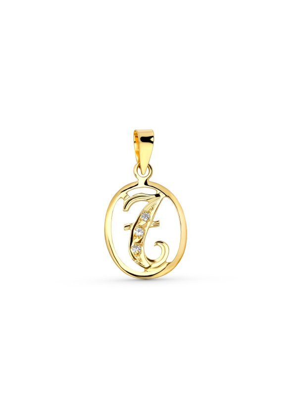 18K COLGANTE LETRA T CON CIRCONITAS