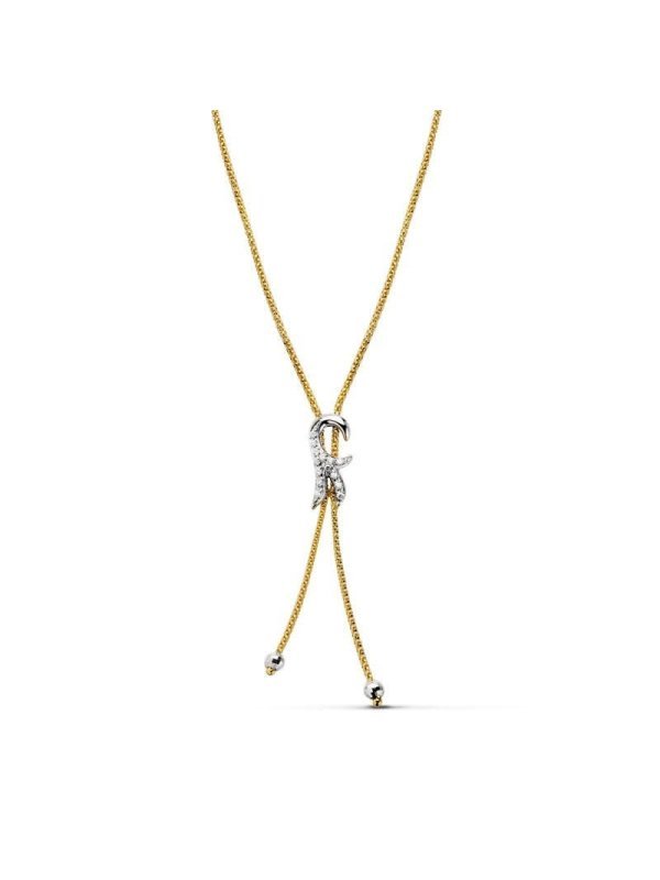 18K GARGANTILLA ORO BICOLOR FLOR LIS...
