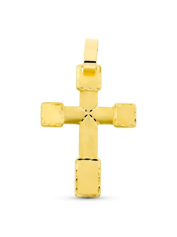 18K CRUZ ORO AMARILLO TALLADA 44X30 MM
