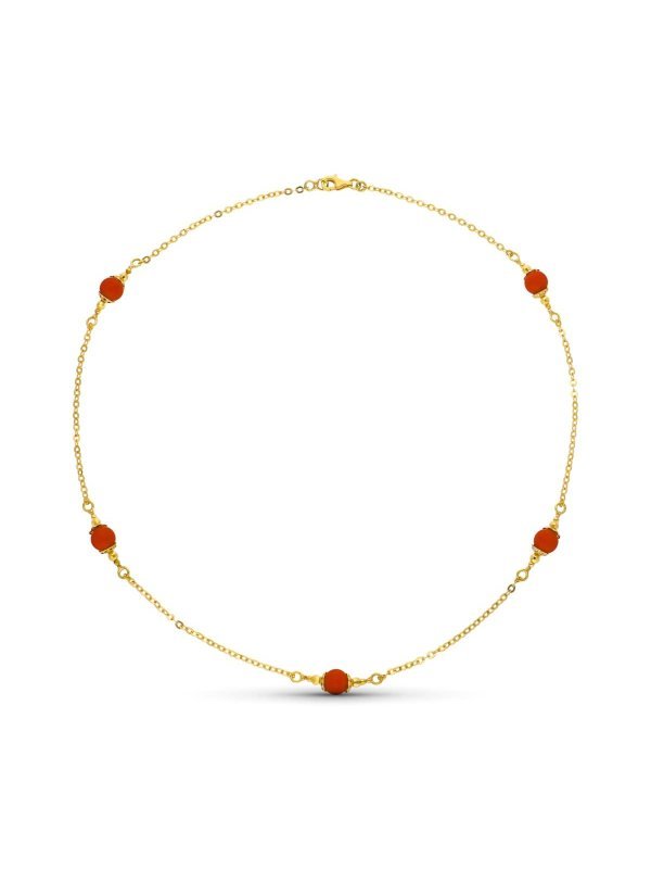 18K COLLAR ORO AMARILLO Y CORALINA 7...