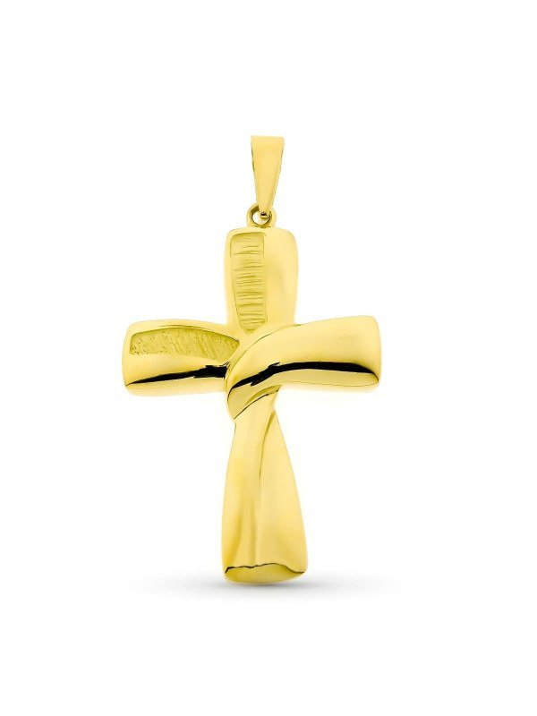 18K CRUZ ORO AMARILLO HUECA LISA...