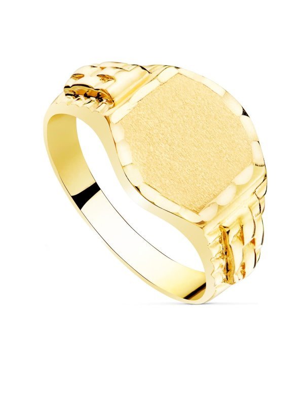 18K SELLO MACIZO CABALLERO ORO...