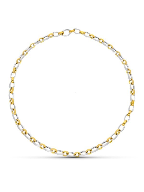 18K COLLAR ORO BICOLOR ESLABONES OVALES