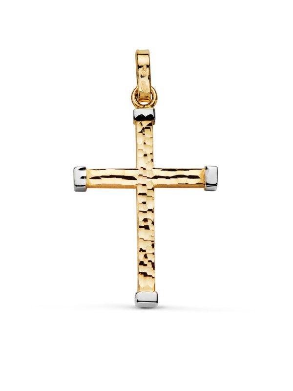 18K CRUZ ORO AMARILLO HUECA BICOLOR...