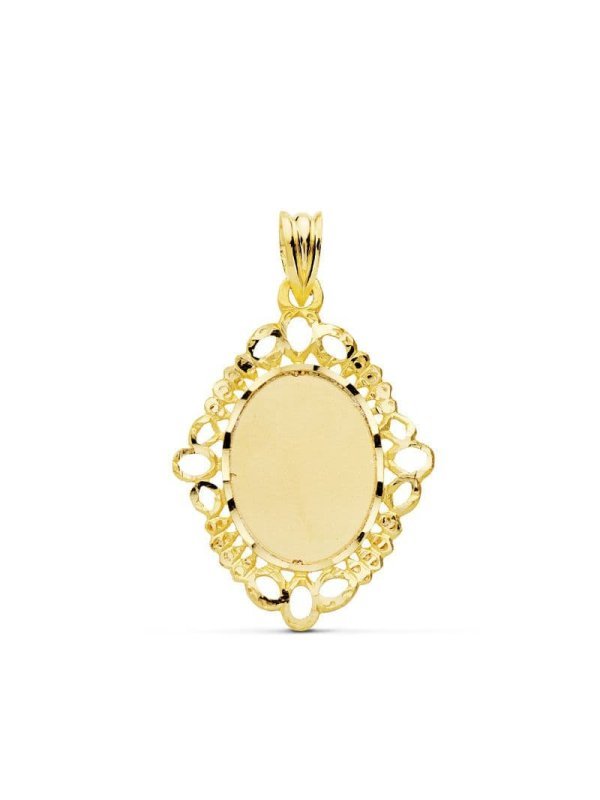 18K CHAPA CERCO CALADO OVAL 31X22 MM