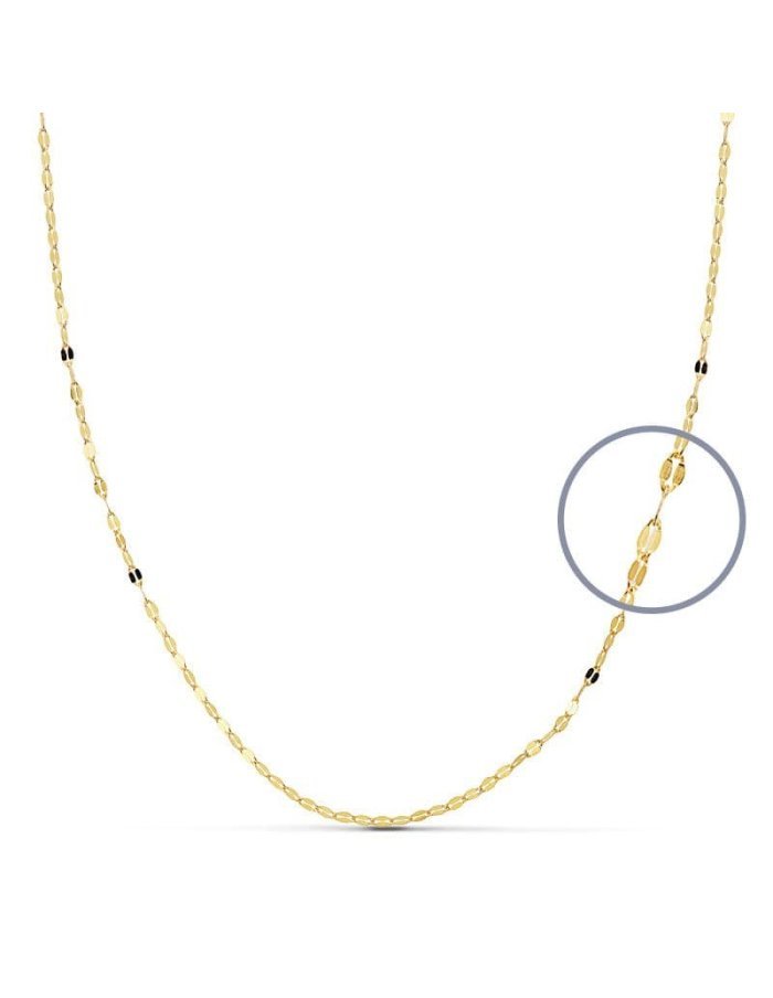 18K CADENA MACIZA DIAMANTADA 40 CM 1 MM