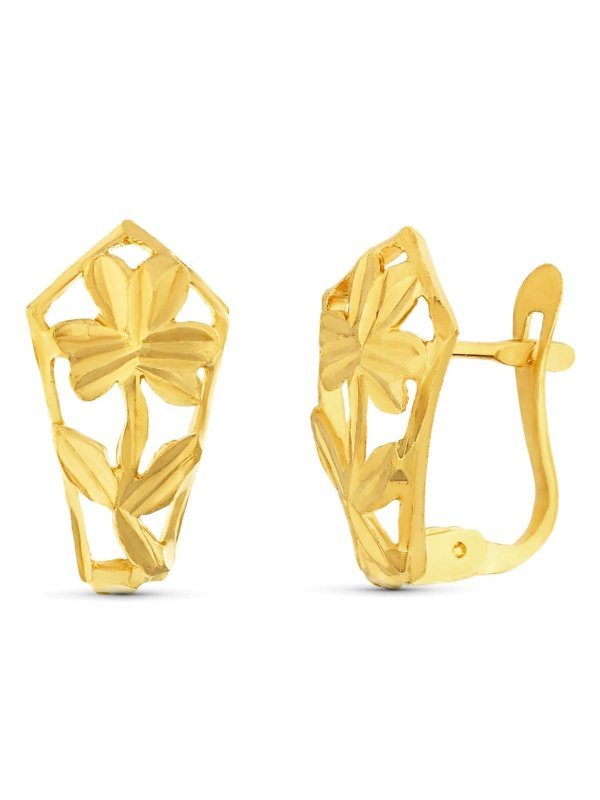 18K PENDIENTES CALADOS FLOR 14X7 MM
