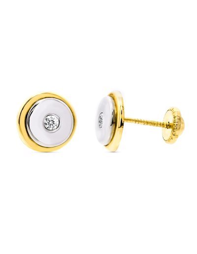18K PENDIENTES ORO BICOLOR...