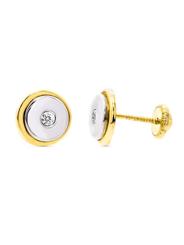 18K PENDIENTES ORO BICOLOR REDONDOS 8...