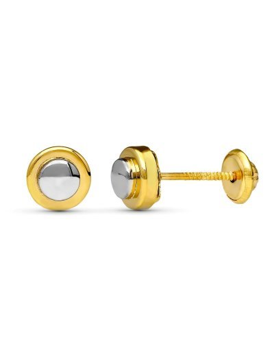 18K PENDIENTES ORO BICOLOR...