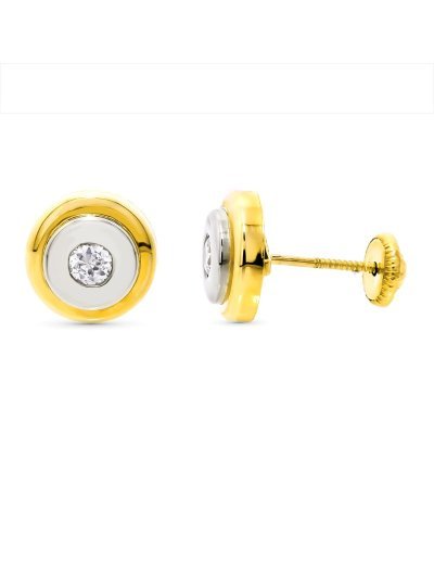 18K PENDIENTES ORO BICOLOR...