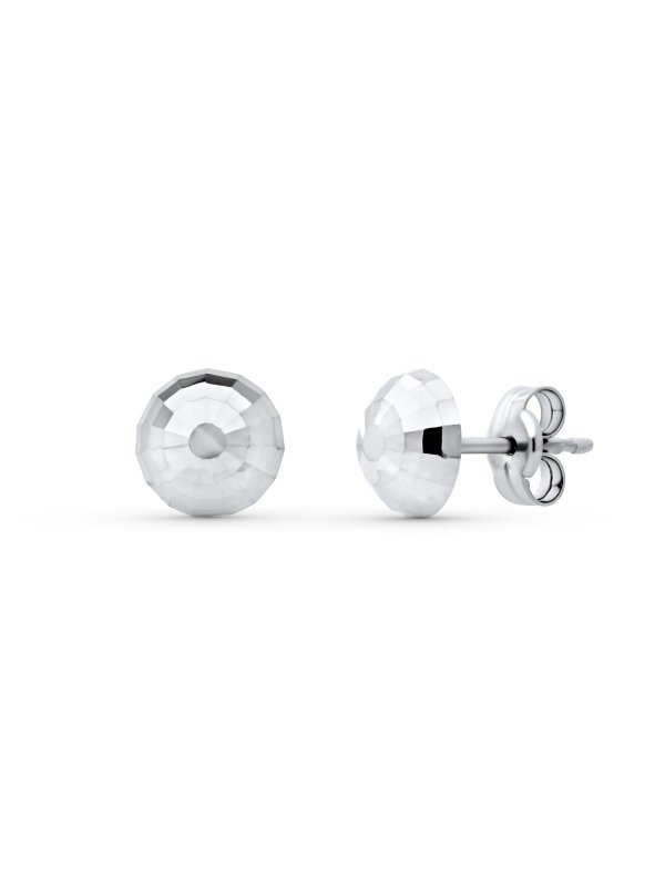 18K PENDIENTES ORO BLANCO MEDIA BOLA...