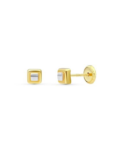 18K PENDIENTES ORO BICOLOR...