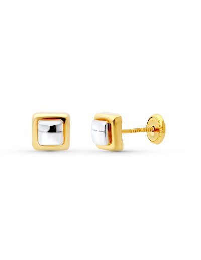 18K PENDIENTES ORO BICOLOR...