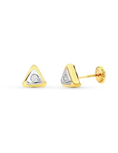 18K PENDIENTES ORO BICOLOR...