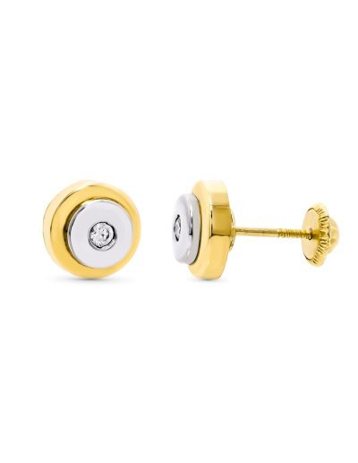 18K PENDIENTES ORO BICOLOR...