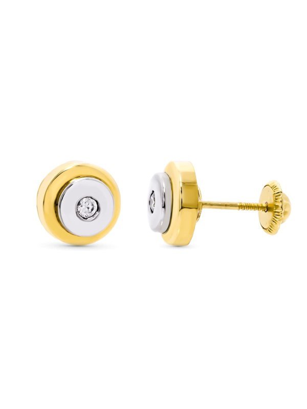 18K PENDIENTES ORO BICOLOR REDONDOS 8...