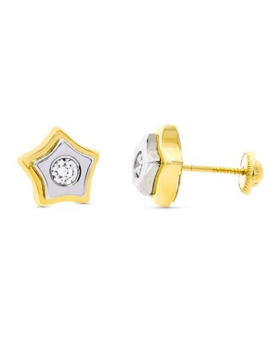 18K PENDIENTES ORO BICOLOR...