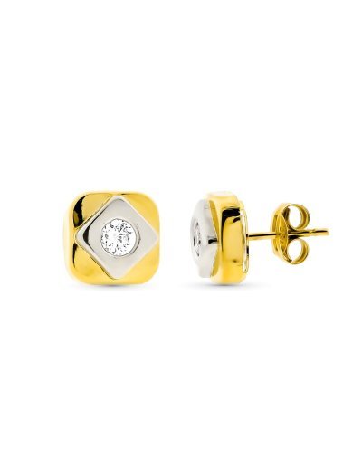 18K PENDIENTES ORO BICOLOR...