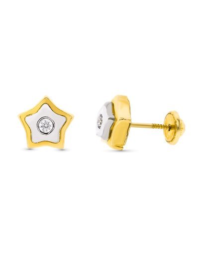 18K PENDIENTES ORO BICOLOR...