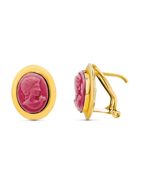 18K PENDIENTES ORO AMARILLO CAMAFEO...