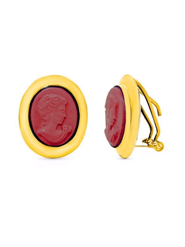 18K PENDIENTES ORO AMARILLO CAMAFEO...