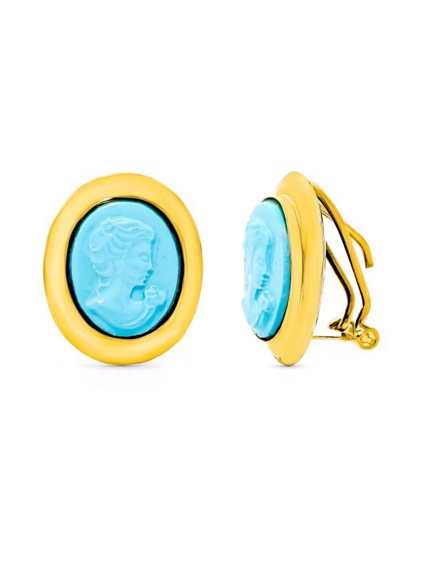 18K PENDIENTES ORO AMARILLO CAMAFEO...