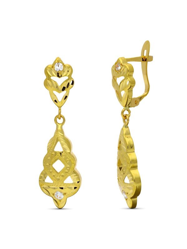 18K PENDIENTES DOS CUERPOS CIGARRON...