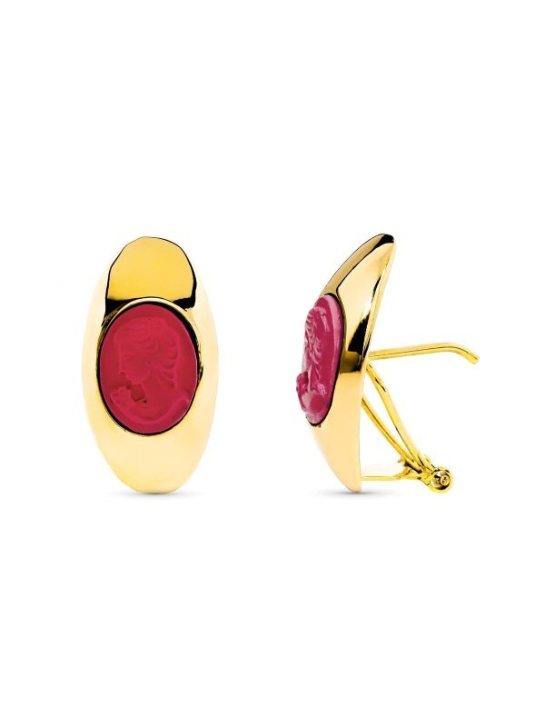 18K PENDIENTES ORO AMARILLO CAMAFEO...