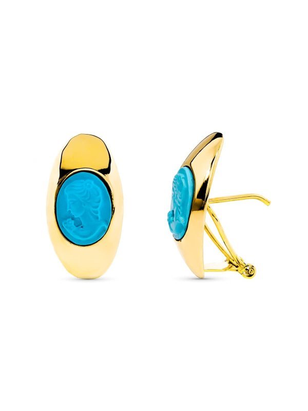 18K PENDIENTES ORO AMARILLO CAMAFEO...