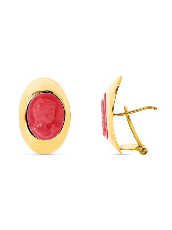 18K PENDIENTES ORO AMARILLO CAMAFEO...