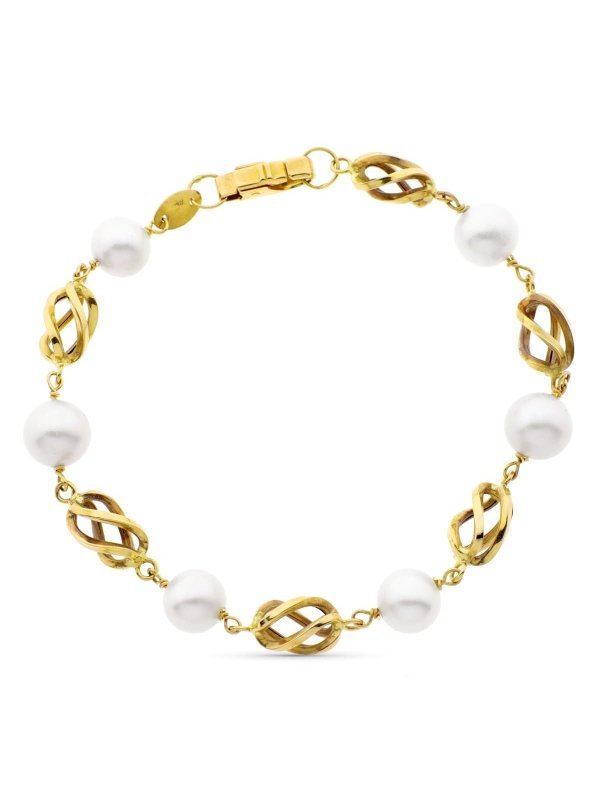 18K PULSERA ORO AMARILLO CON JAULA Y...
