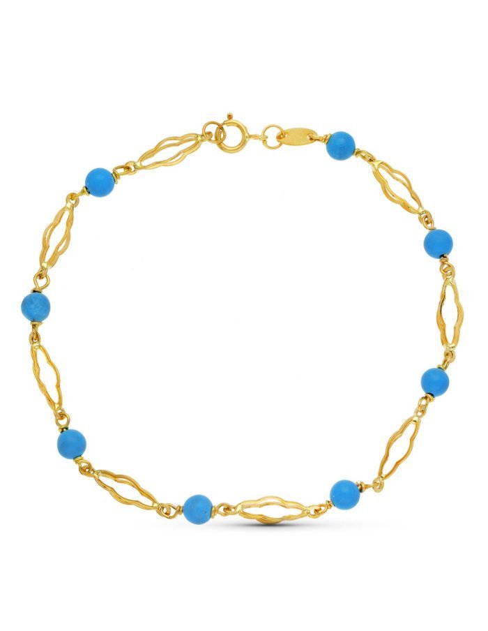 18K PULSERA ORO AMARILLO TURQUESA 4...