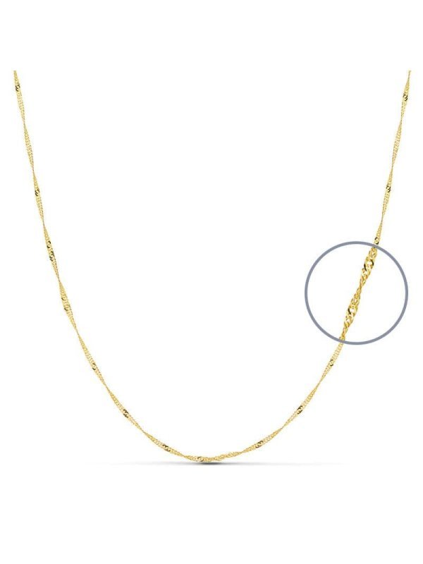 18K CADENA MACIZA SINGAPUR 45 CM 1.2 MM