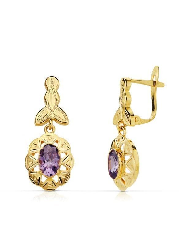 18K PENDIENTES CUBANAS AMATISTA 23X10 MM