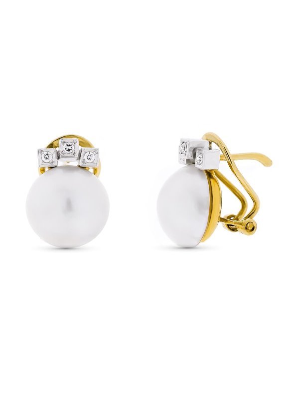 18K PENDIENTES ORO BICOLOR PERLA...